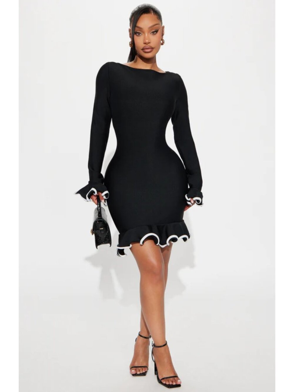 Fashion Nova Maddie Bandage Mini Dress Black White XS